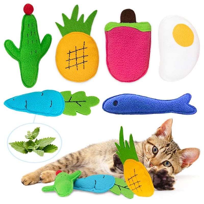 AWOOF Catnip Toys for Indoor Cats, 6 Pack Cat Chew Toys Plush Interactive Cat Kicker Toy for Indoor Kitten Exercise for All Breeds - Image 1